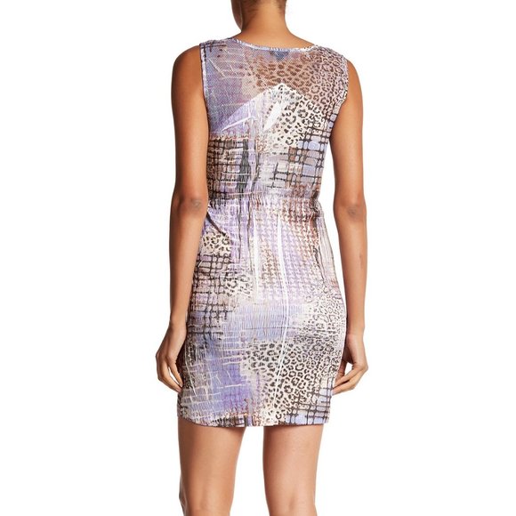 KOMAROV USA Mesh Trim Printed Drawstring Dress NEW - Picture 3 of 5